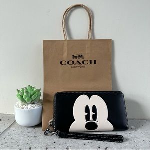 NWT Disney X Coach Long Zip Around Wallet With Mickey Mouse
